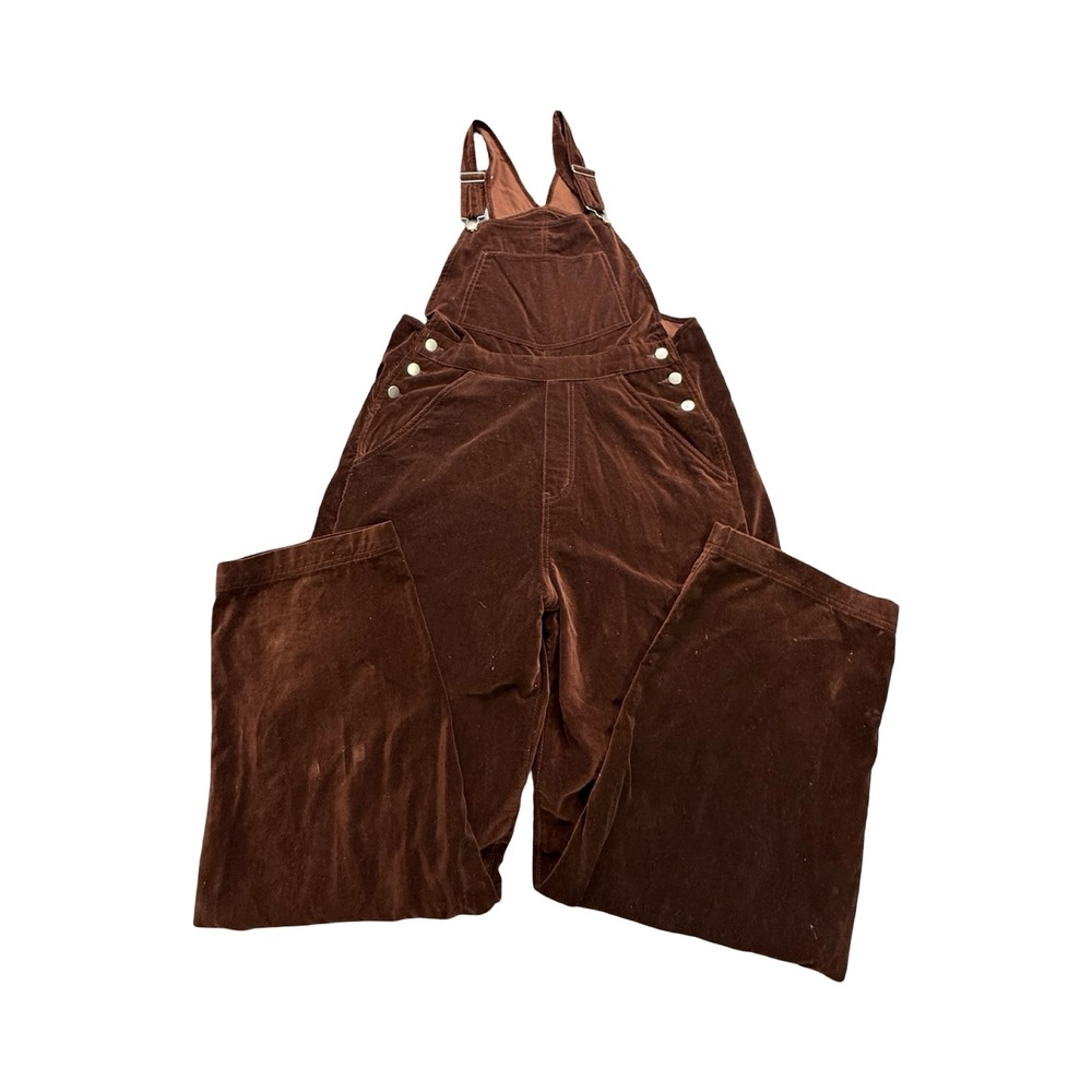 Crossroads Overalls Womens M Brown 32x28 Velvet Cotton Wide Leg Workwear